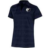 Women's Antigua  Navy Memphis Grizzlies Brushed Metallic Compass Polo