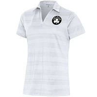 Women's Antigua  White Boston Celtics Brushed Metallic Compass Polo