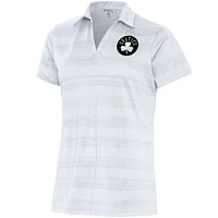 Women's Antigua  White Boston Celtics Brushed Metallic Compass Polo