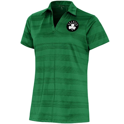 Women's Antigua  Green Boston Celtics Brushed Metallic Compass Polo
