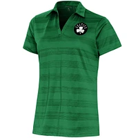 Women's Antigua  Green Boston Celtics Brushed Metallic Compass Polo