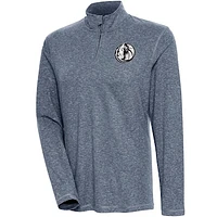 Women's Antigua  Heather Navy Dallas Mavericks Brushed Metallic Comfort Quarter-Zip Pullover Top