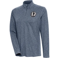 Women's Antigua  Heather Navy Dallas Mavericks Brushed Metallic Comfort Quarter-Zip Pullover Top