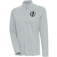 Women's Antigua  Heather Gray Dallas Mavericks Brushed Metallic Comfort Quarter-Zip Pullover Top