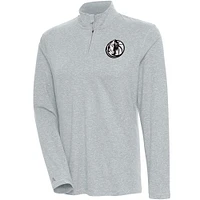 Women's Antigua  Heather Gray Dallas Mavericks Brushed Metallic Comfort Quarter-Zip Pullover Top