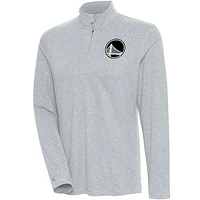 Women's Antigua  Heather Gray Golden State Warriors Brushed Metallic Comfort Quarter-Zip Pullover Top