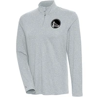 Women's Antigua  Heather Gray Golden State Warriors Brushed Metallic Comfort Quarter-Zip Pullover Top
