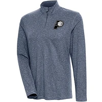 Women's Antigua  Heather Navy Indiana Pacers Brushed Metallic Comfort Quarter-Zip Pullover Top