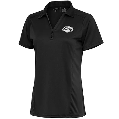 Women's Antigua  Gray Los Angeles Lakers Brushed Metallic Tribute Polo