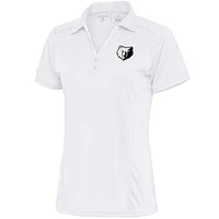 Women's Antigua  White Memphis Grizzlies Brushed Metallic Tribute Polo
