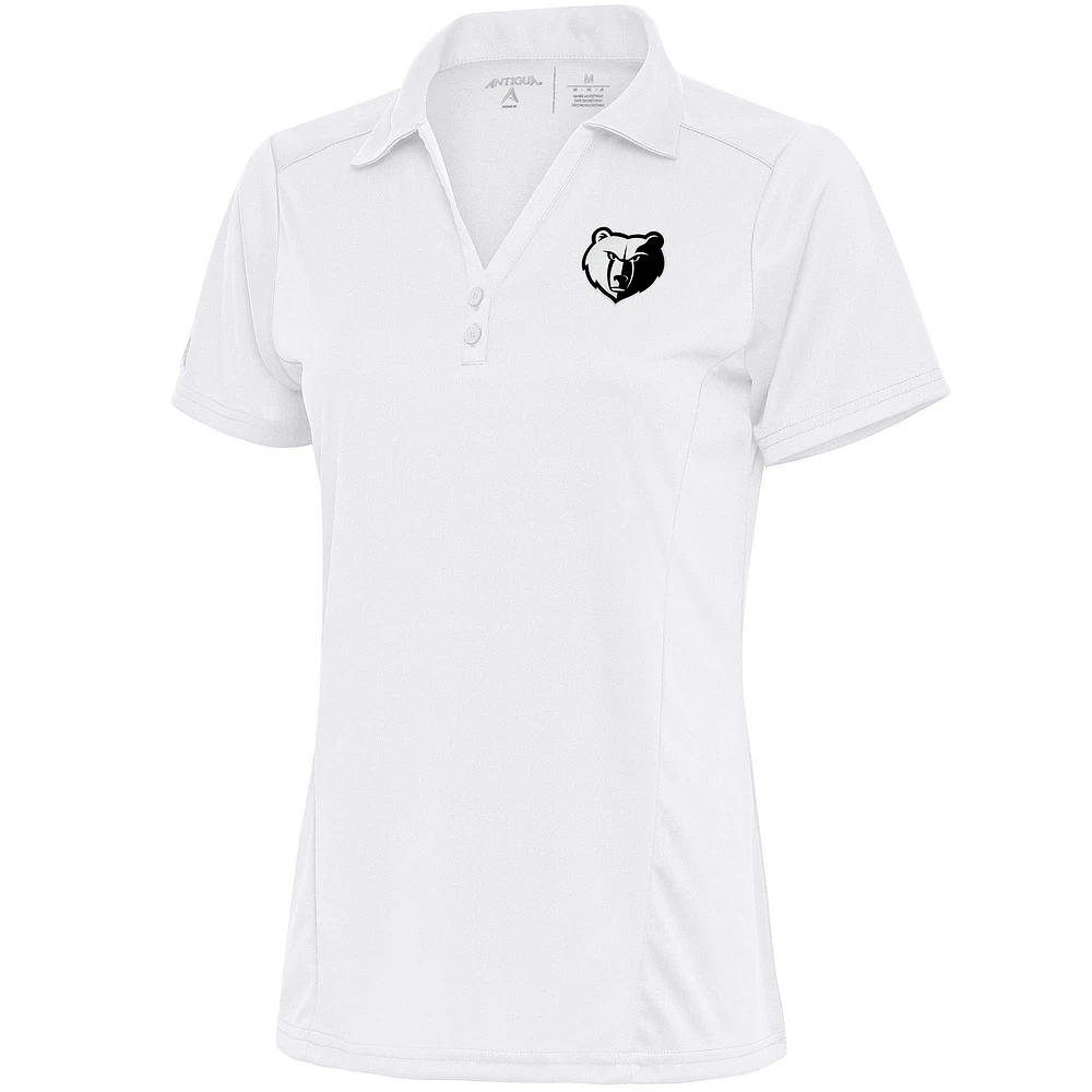 Women's Antigua White Memphis Grizzlies Brushed Metallic Tribute Polo