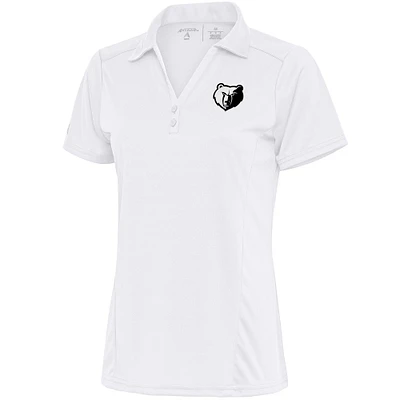 Women's Antigua  White Memphis Grizzlies Brushed Metallic Tribute Polo