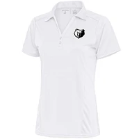 Women's Antigua  White Memphis Grizzlies Brushed Metallic Tribute Polo