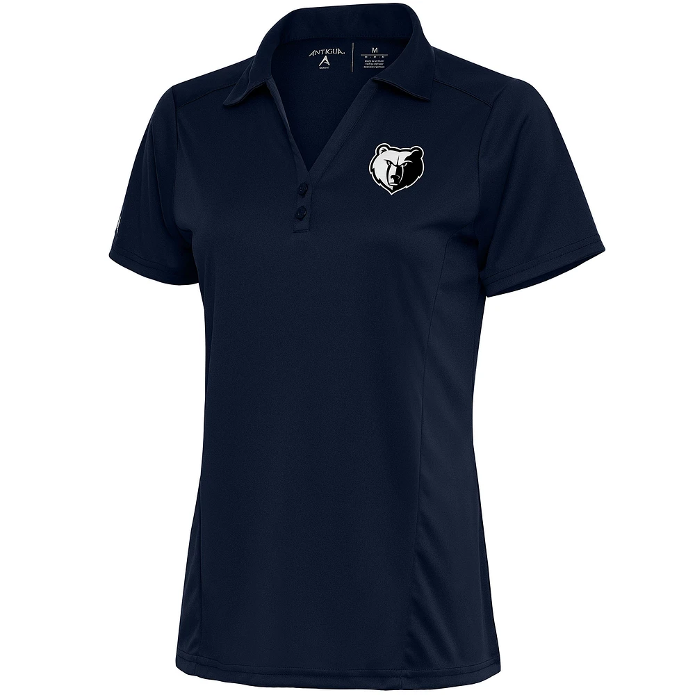 Women's Antigua Navy Memphis Grizzlies Brushed Metallic Tribute Polo