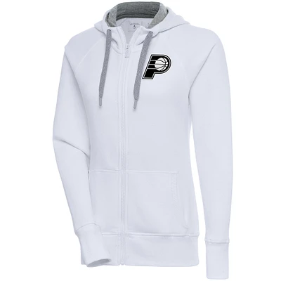 Women's Antigua Indiana Pacers Brushed Metallic Victory Full-Zip Hoodie