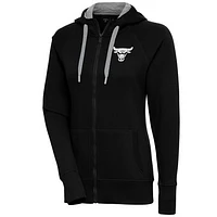 Women's Antigua  Black Chicago Bulls Brushed Metallic Victory Full-Zip Hoodie