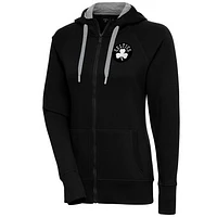 Women's Antigua  Black Boston Celtics Brushed Metallic Victory Full-Zip Hoodie