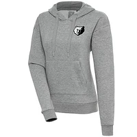 Women's Antigua  Heather Gray Memphis Grizzlies Brushed Metallic Victory Pullover Hoodie