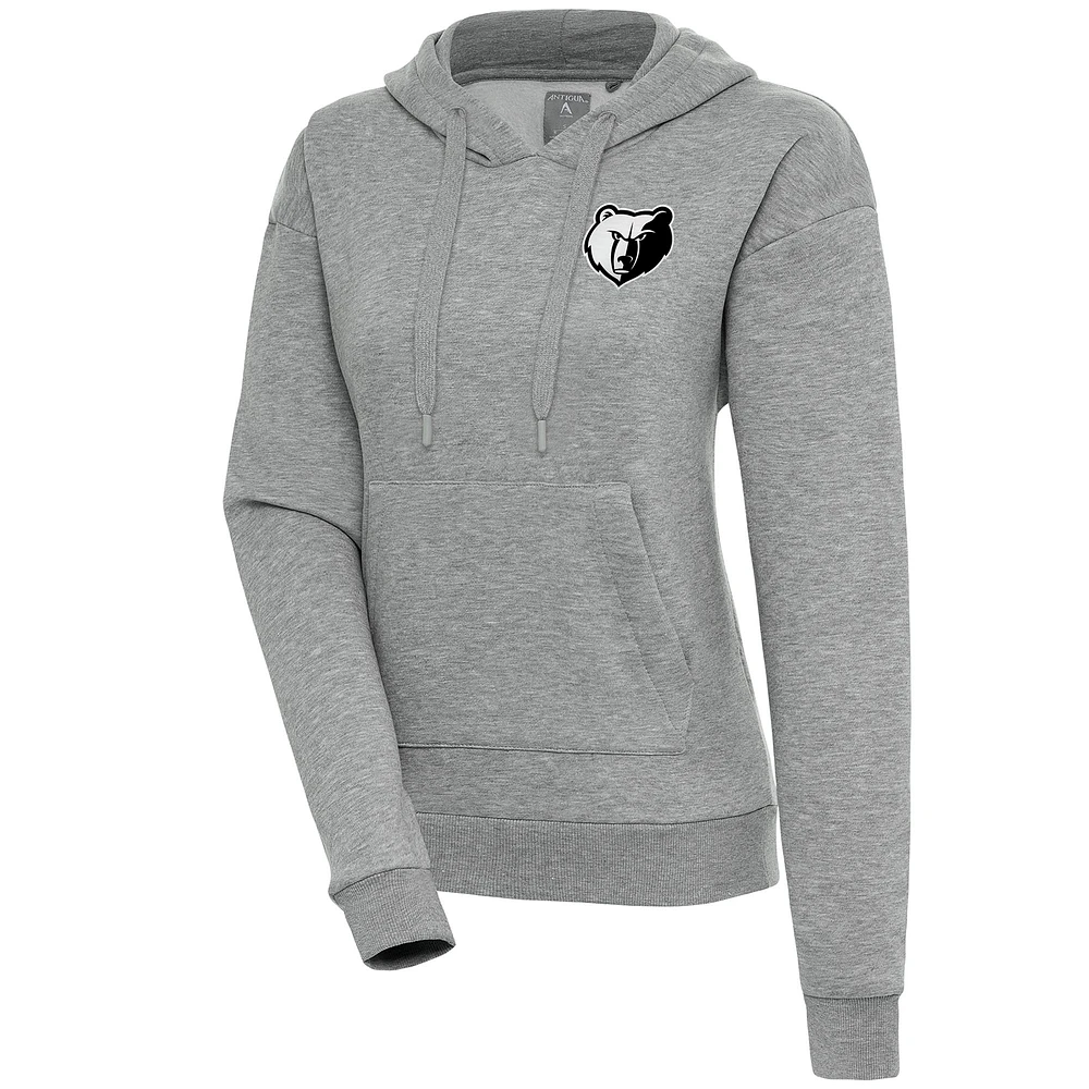 Women's Antigua Heather Gray Memphis Grizzlies Brushed Metallic Victory Pullover Hoodie