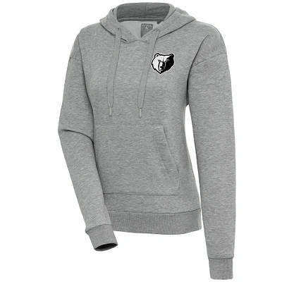 Women's Antigua  Heather Gray Memphis Grizzlies Brushed Metallic Victory Pullover Hoodie