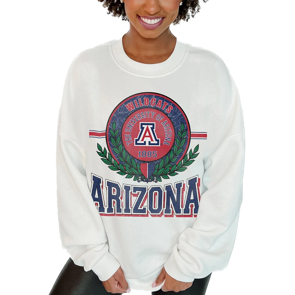 Women's Gameday Couture  White Arizona Wildcats Hot Shot Fleece Pullover Sweatshirt