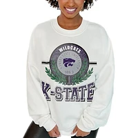 Women's Gameday Couture  White Kansas State Wildcats Hot Shot Fleece Pullover Sweatshirt