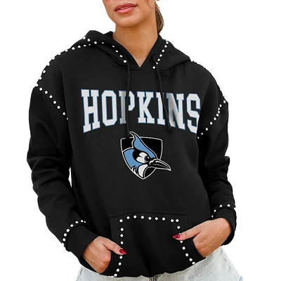 Women's Gameday Couture  Black Johns Hopkins Blue Jays Studded Pullover Hoodie