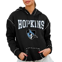 Women's Gameday Couture  Black Johns Hopkins Blue Jays Studded Pullover Hoodie