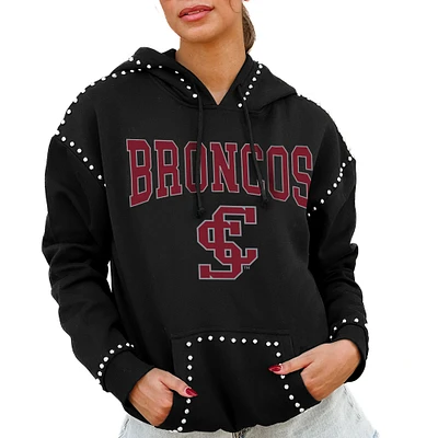 Women's Gameday Couture  Black Santa Clara Broncos Studded Pullover Hoodie