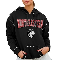 Women's Gameday Couture  Black Northeastern Huskies Studded Pullover Hoodie