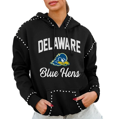 Women's Gameday Couture  Black Delaware Fightin' Blue Hens Studded Pullover Hoodie