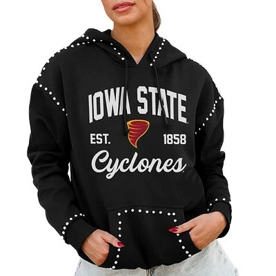 Women's Gameday Couture  Black Iowa State Cyclones Studded Pullover Hoodie