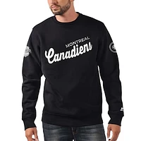 Men's Starter x NHL Black Ice Black Montreal Canadiens Crosscheck Pullover Sweatshirt