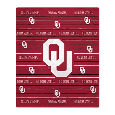 Oklahoma Sooners 50'' x 60'' Logo Stripe Flannel Fleece Blanket