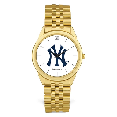 Men's  Gold New York Yankees White Dial Rolled Link Bracelet Wristwatch