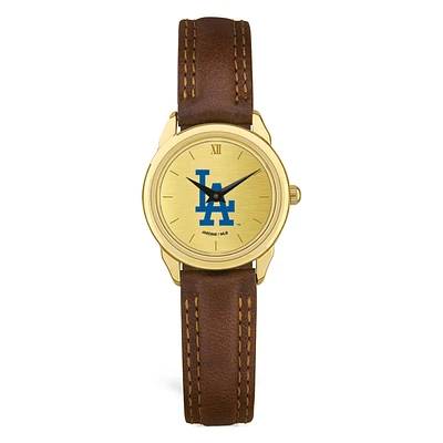 Women's  Brown Los Angeles Dodgers Leather Wristwatch