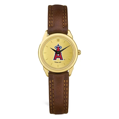 Women's  Brown Los Angeles Angels Leather Wristwatch