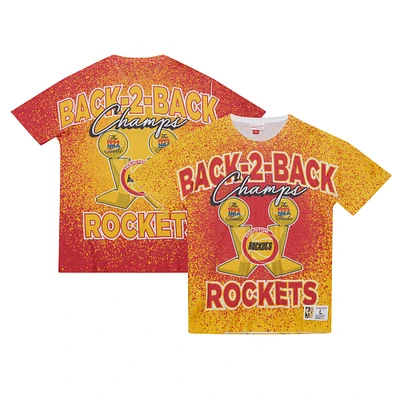 Men's Mitchell & Ness Gold Houston Rockets Hardwood Classics 1994-95 Back-to-Back NBA Champions Champ City T-Shirt