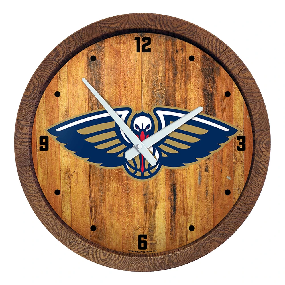 New Orleans Pelicans 20.25" Faux Barrel Top Clock