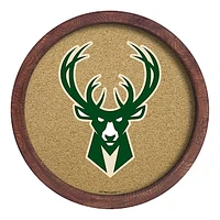 Milwaukee Bucks 20.25'' Round Faux Barrel Framed Cork Board