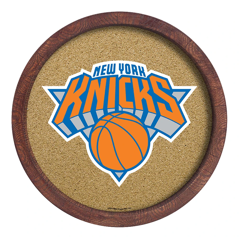 New York Knicks 20.25'' Round Faux Barrel Framed Cork Board