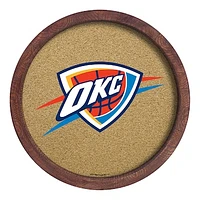 Oklahoma City Thunder 20.25'' Round Faux Barrel Framed Cork Board
