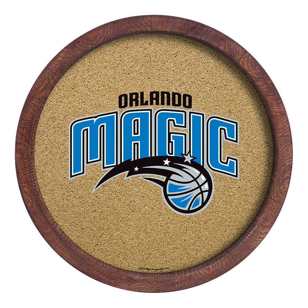 Orlando Magic 20.25'' Round Faux Barrel Framed Cork Board