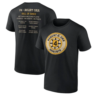 Men's Fanatics Bobby Orr Black Boston Bruins Career Stats T-Shirt