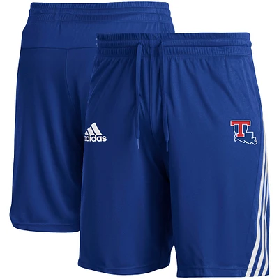 Men's adidas Royal Louisiana Tech Bulldogs Sideline Three-Stripe Knit Shorts