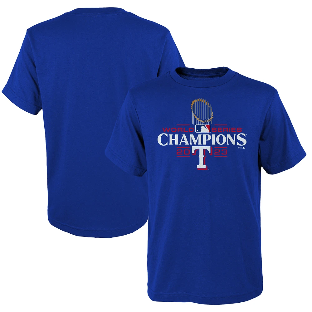 Youth Fanatics Royal Texas Rangers 2023 World Series Champions Logo T-Shirt