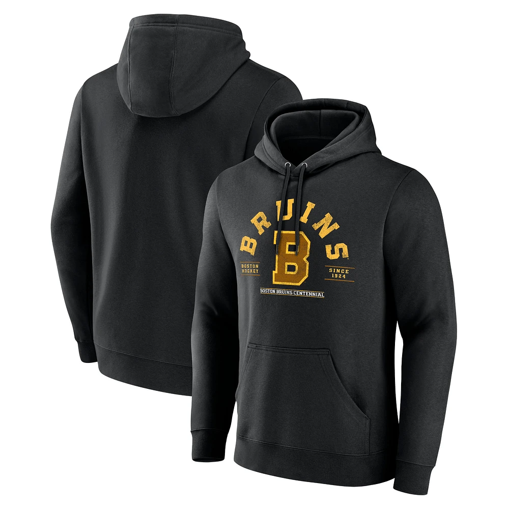 Men's Fanatics Black Boston Bruins Centennial The Early Years Pullover Hoodie
