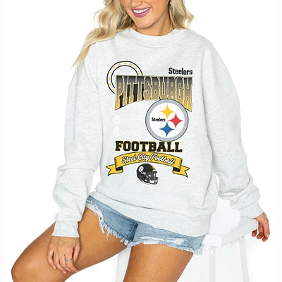 Women's Gameday Couture Ash Pittsburgh Steelers Run the Show Pullover Sweatshirt