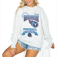Women's Gameday Couture Ash Tennessee Titans Oversized Run the Show Pullover Sweatshirt