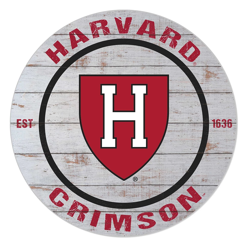 Harvard Crimson 20'' x 20'' Indoor/Outdoor Weathered Circle Sign